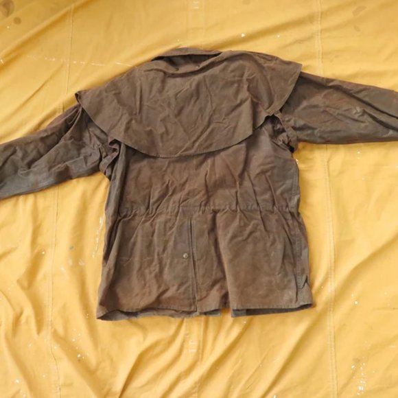XL 90s Waxed Canvas Ranch Coat / Outback Trading Co, Brown Oilskin Oiled Wax - Picture 8 of 10